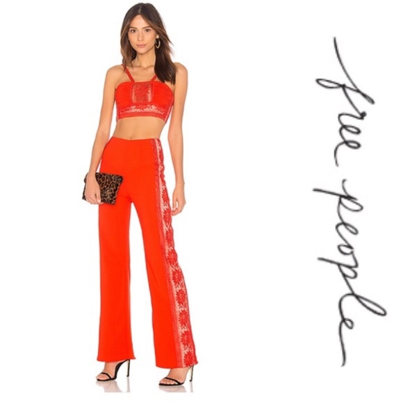 NWT FREE PEOPLE BELLA PANT SET SZ 10 $350 FIRE